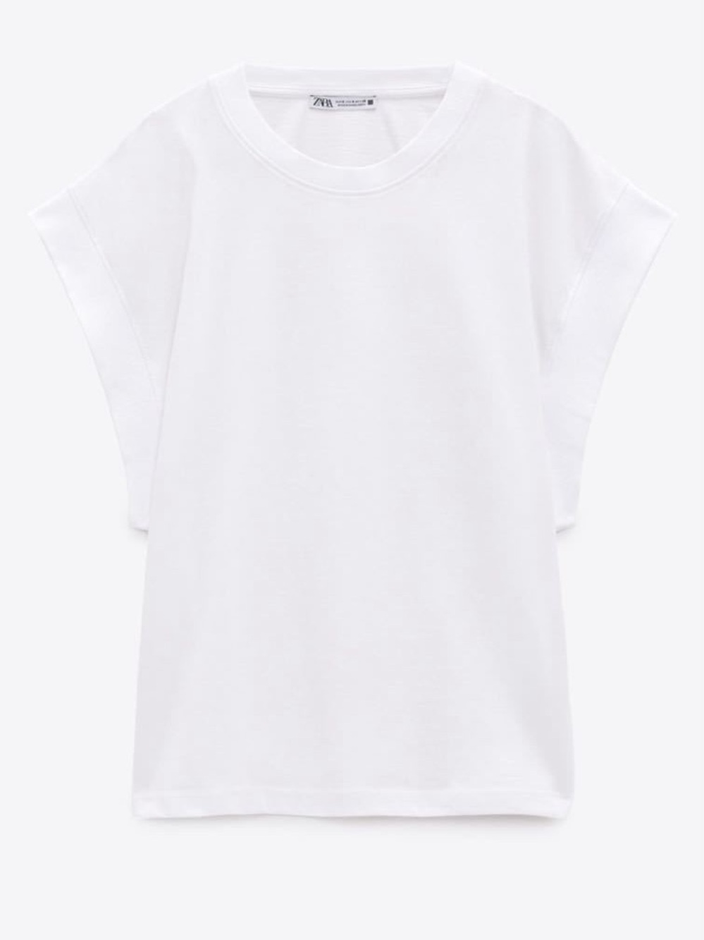 Zara White basic rib Relaxed Crewneck Tee muscle shirt tank top sleeveless